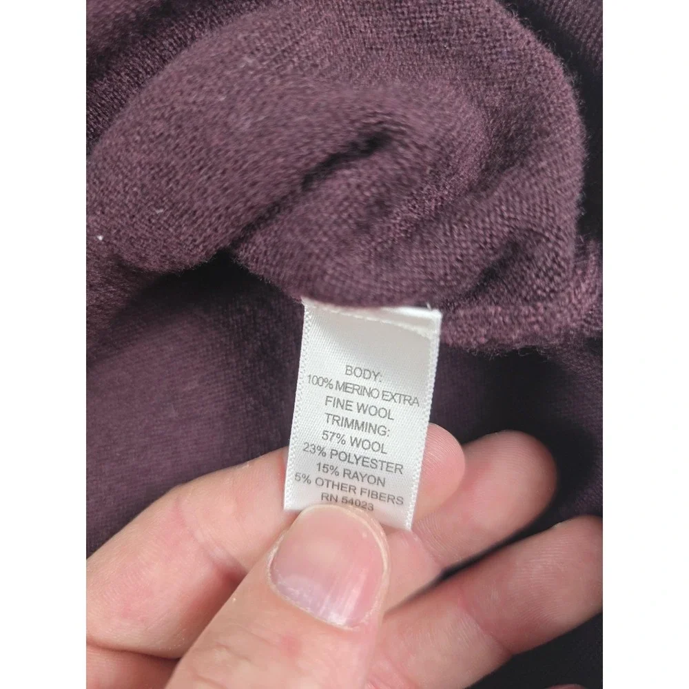Banana Republic Sweater Mens Medium Purple Merino Wool Mock Neck Quarter‎ Zip